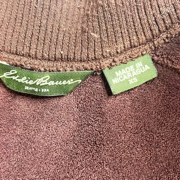 Eddie Bauer Women's Burgundy Fleece Vest Toggle-Zip Closure Ribbed Trim XS - Picture 6 of 12